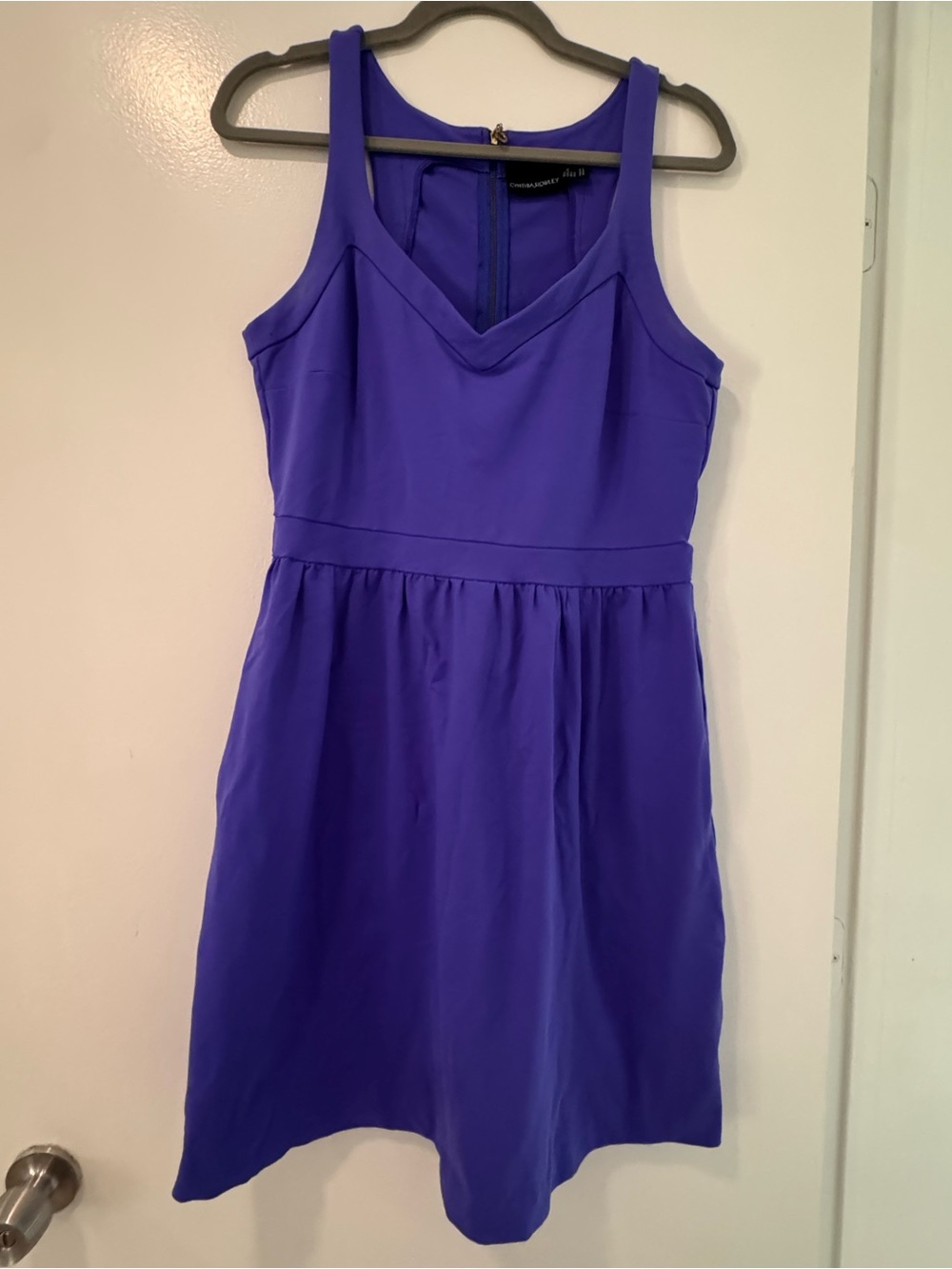 Cynthia Rowley Sleeveless V-Neck Blue/ Purple Fit & Flare Dress - Size Large
